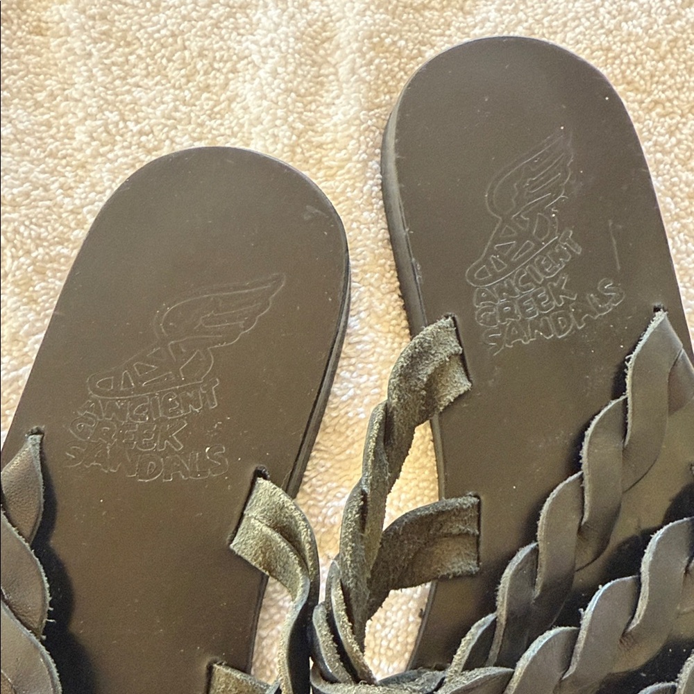 Ancient Greek Sandals Black Braided Women's Sandals - Picture 2 of 6